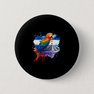 Honduran Flag Scarlet Macaw Copan Honduras Vacatio Button