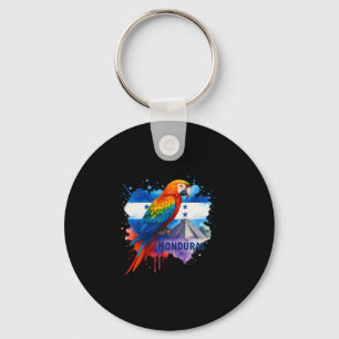 Honduran Flag Scarlet Macaw Copan Honduras Vacatio Keychain