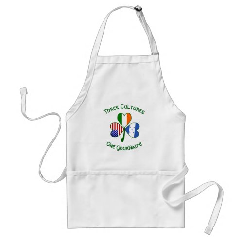 Honduran Irish American Flags Shamrock Your Name Adult Apron