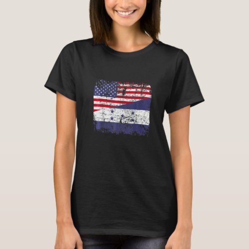 HONDURAN ROOTS Half American Flag USA HONDURAS FLA T_Shirt