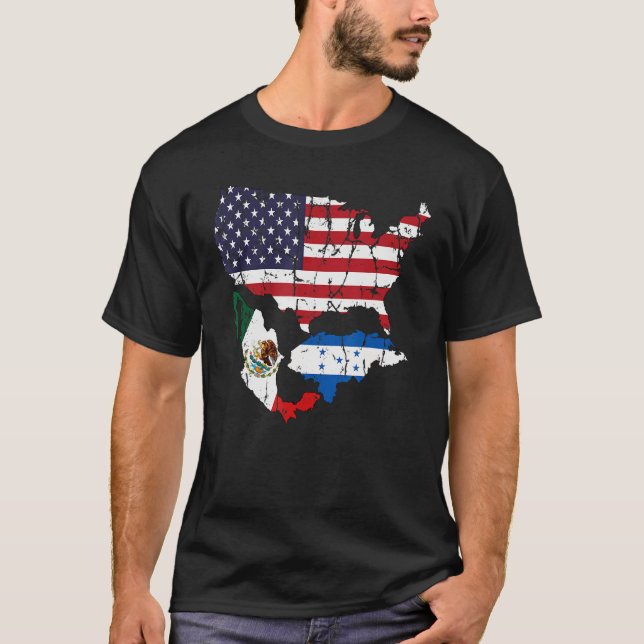 Honduras American Mexican Flag T-Shirt (Front)