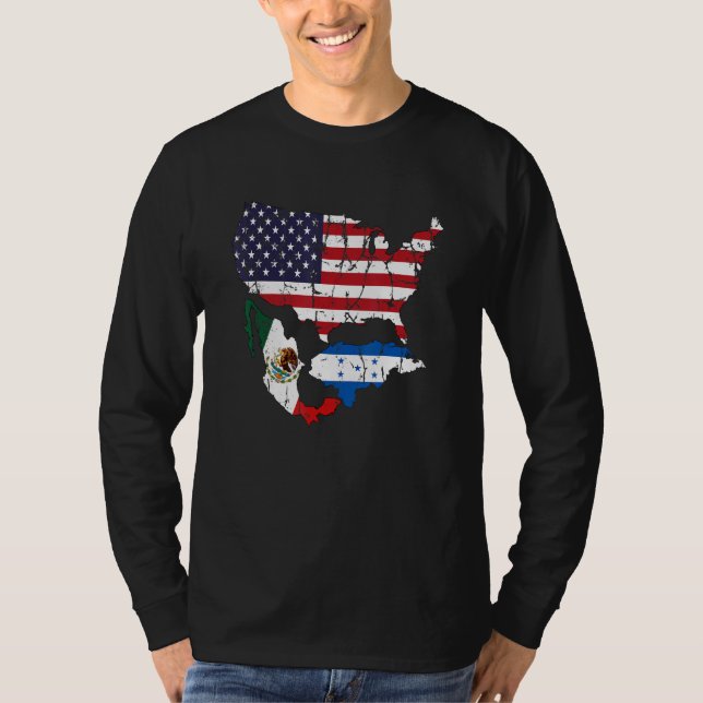 Honduras American Mexican Flag T-Shirt (Front)