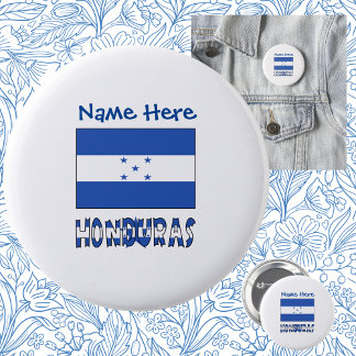 Honduras and Honduran Flag Blue Personalization Button