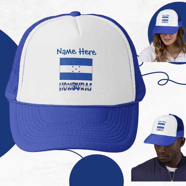 Honduras and Honduran Flag Blue Personalization Trucker Hat (Creator Uploaded)