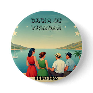 Honduras BAHIA DE TRUJILLO Retro poster Button