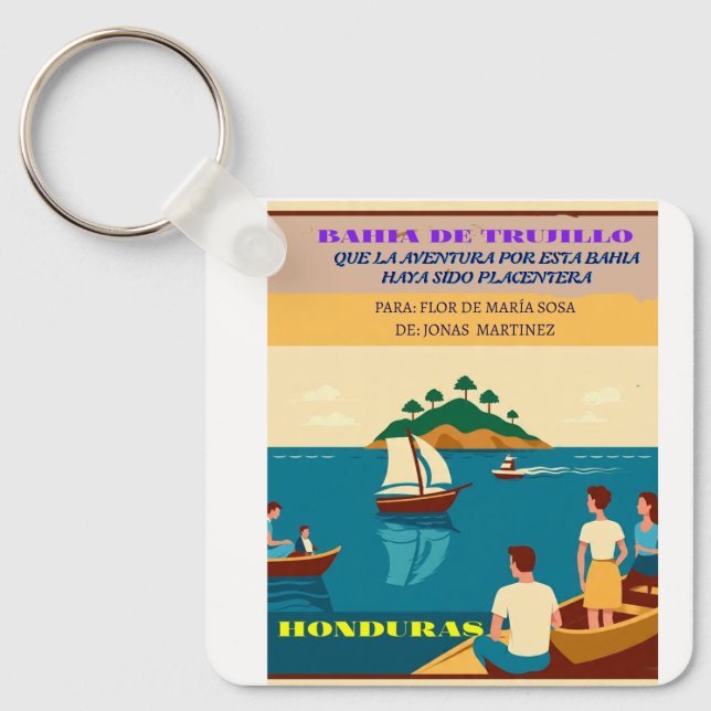  Honduras BAHIA DE TRUJILLO Retro poster Keychain (Front)