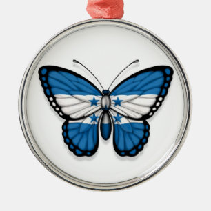 Honduras Butterfly Flag Metal Ornament