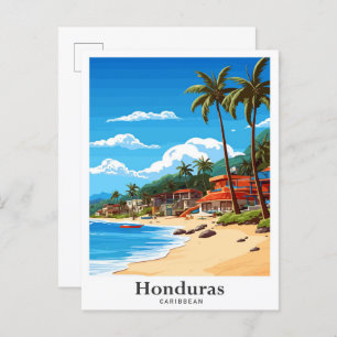 Honduras Caribbean Art Vintage Travel Illustration Postcard