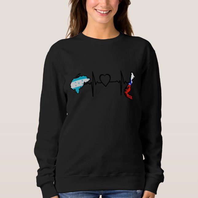Honduras Chile Flag Honduran Chilean Heartbeat Sweatshirt (Front)