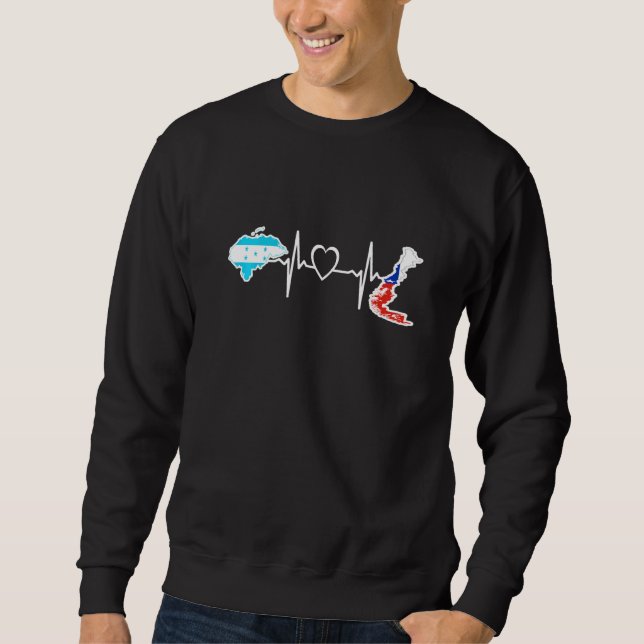 Honduras Chile Flag Honduran Chilean Heartbeat   Sweatshirt (Front)
