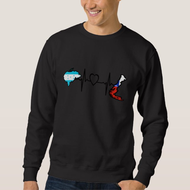 Honduras Chile Flag Honduran Chilean Heartbeat Sweatshirt (Front)