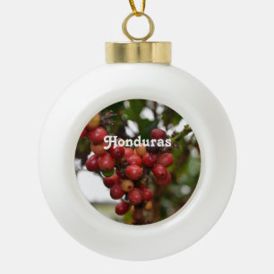 Honduras Coffee Beans Ceramic Ball Christmas Ornament