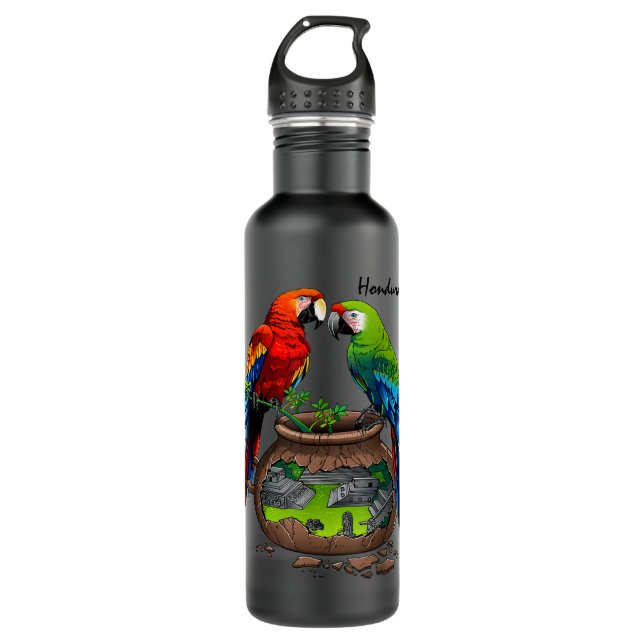 Honduras, Copan maya, loros  Stainless Steel Water Bottle (Front)