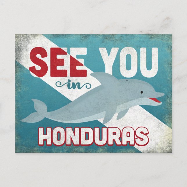 Honduras Dolphin - Retro Vintage Travel Postcard (Front)