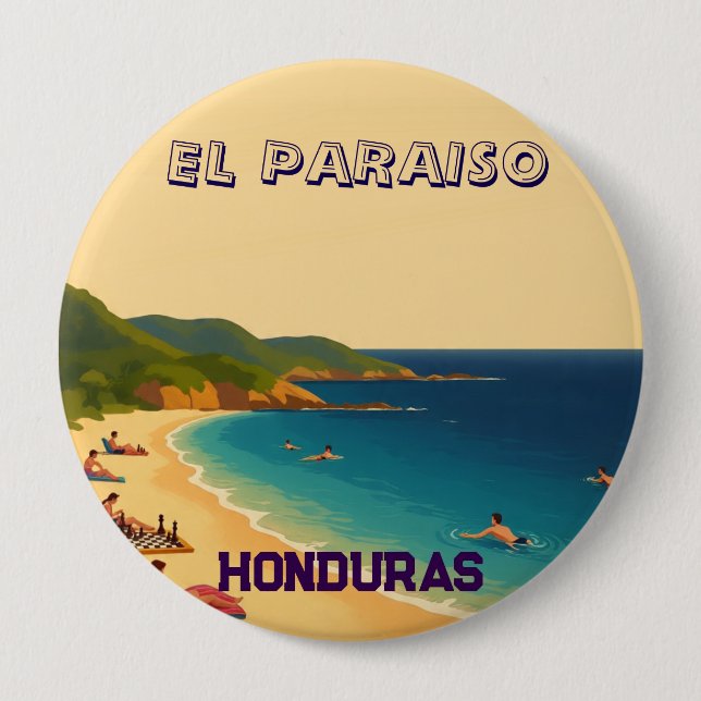  Honduras EL PARAISO Retro poster Button (Front)