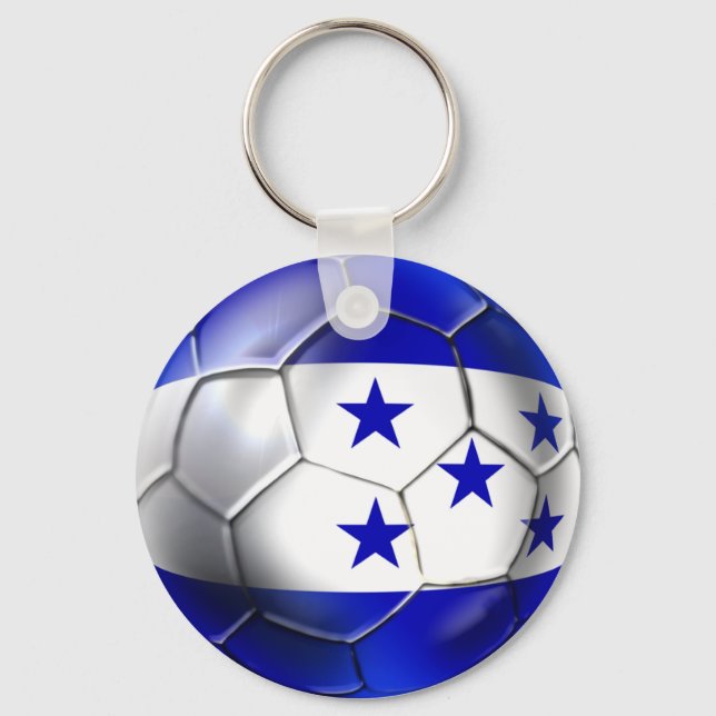 Honduras flag 5 star soccer ball futbol fans gifts keychain (Front)