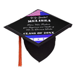 Honduras flag and USA flag Spanish Custom quote Graduation Cap Topper