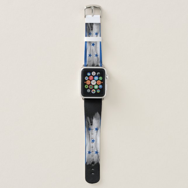 Honduras flag brush stroke, national flag apple watch band (Front)