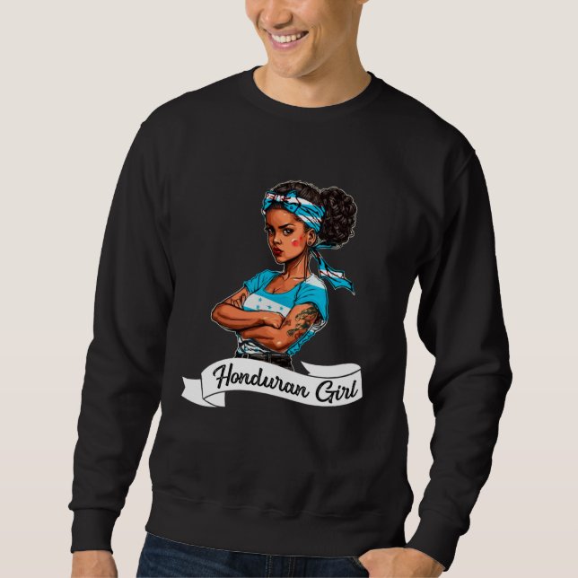 Honduras Flag Girl Women Camiseta Catracha Mujeres Sweatshirt (Front)
