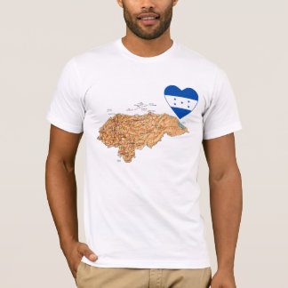 Honduras Flag Heart and Map T-Shirt