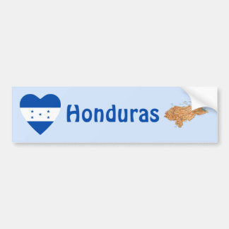 Honduras Flag Heart + Map Bumper Sticker