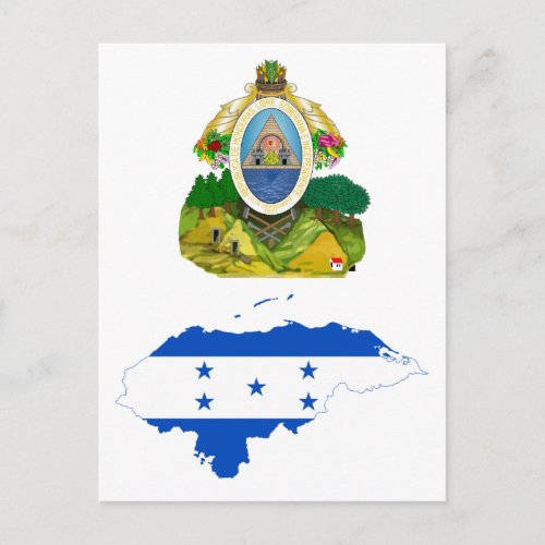 Honduras Flag Map HN Postcard