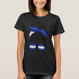 Honduras Flag Messy Bun Hair Honduran Mom Woman Gi T-Shirt