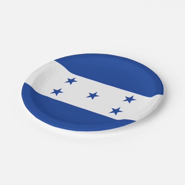 Honduras flag  paper plates (Angled)