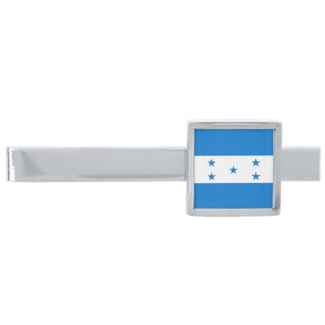 Honduras Flag Silver Finish Tie Bar (Front)