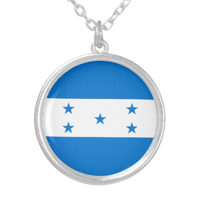 Honduras Flag Silver Plated Necklace (Front)