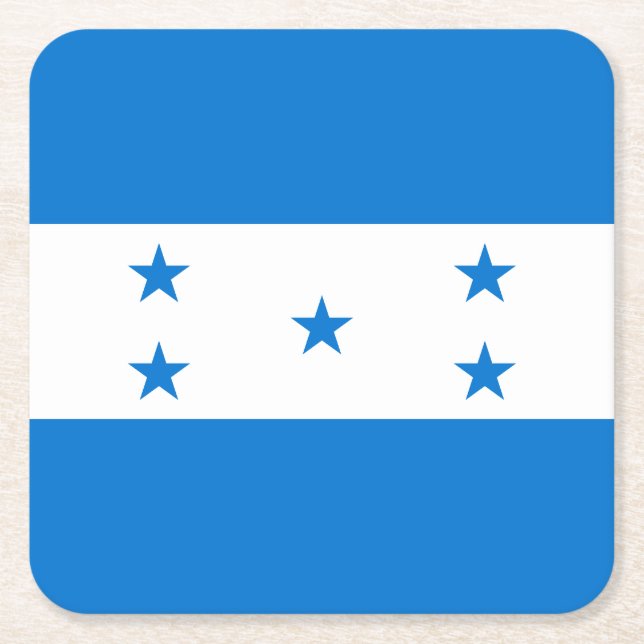 Honduras Flag Square Paper Coaster (Front)