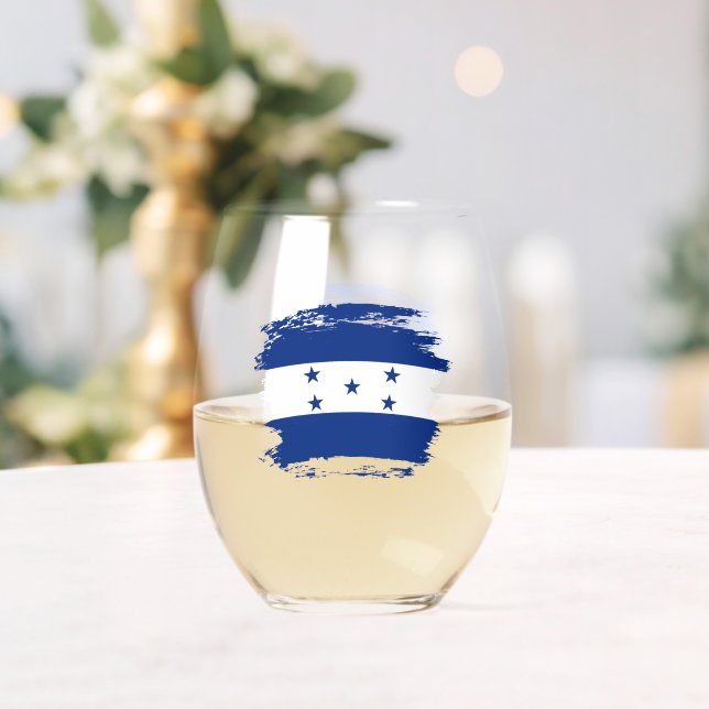 Honduras flag stemless wine glass (Insitu (Wedding))