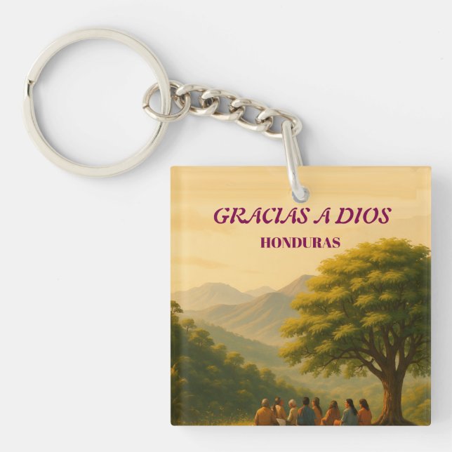  Honduras GRACIAS A DIOS Retro poster Keychain (Front)