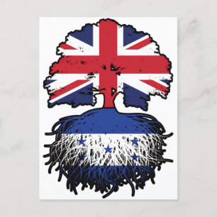 Honduras Honduran British UK Tree Roots Flag Postcard