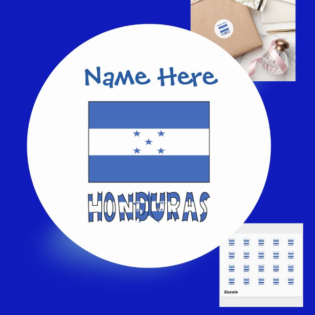 Honduras Honduran Flag Blue Personalized Classic Round Sticker (Creator Uploaded)