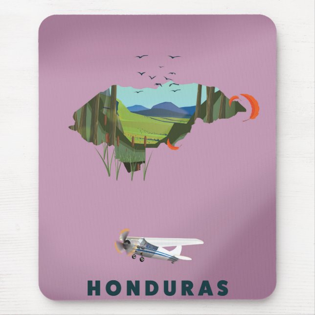 Honduras Illustrated map travel poster Mouse Pad (Front)