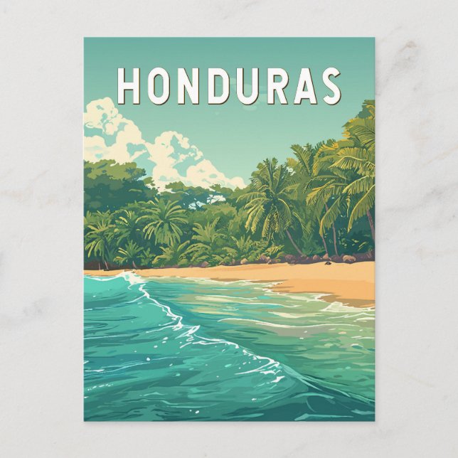 Honduras Illustration Travel Art Vintage Postcard (Front)