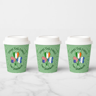 Honduras Ireland USA Flags Shamrock Personal Text Paper Cups