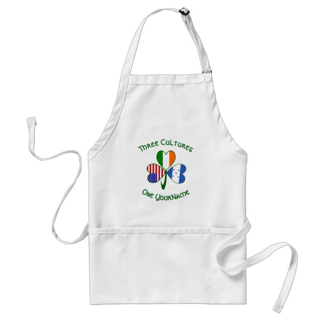Hondúras Ireland USA Shamrock Flag Personalized  Adult Apron (Front)