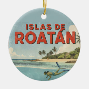 Honduras islas de roatan Retro poster Ceramic Ornament