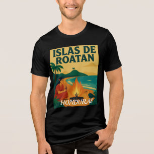Honduras ISLAS DE ROATAN Retro poster Tri-Blend Shirt