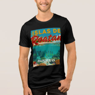 Honduras ISLAS DE ROATAN Retro poster Tri-Blend Shirt