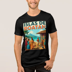 Honduras ISLAS DE ROATAN Retro poster Tri-Blend Shirt