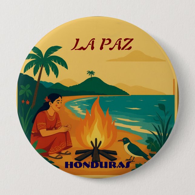  Honduras LA PAZ Retro poster Button (Front)