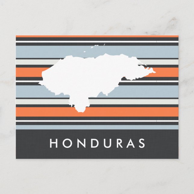 Honduras Map: Modern Stripes Postcard (Front)