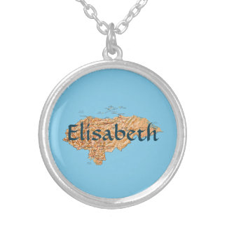 Honduras Map + Name Necklace