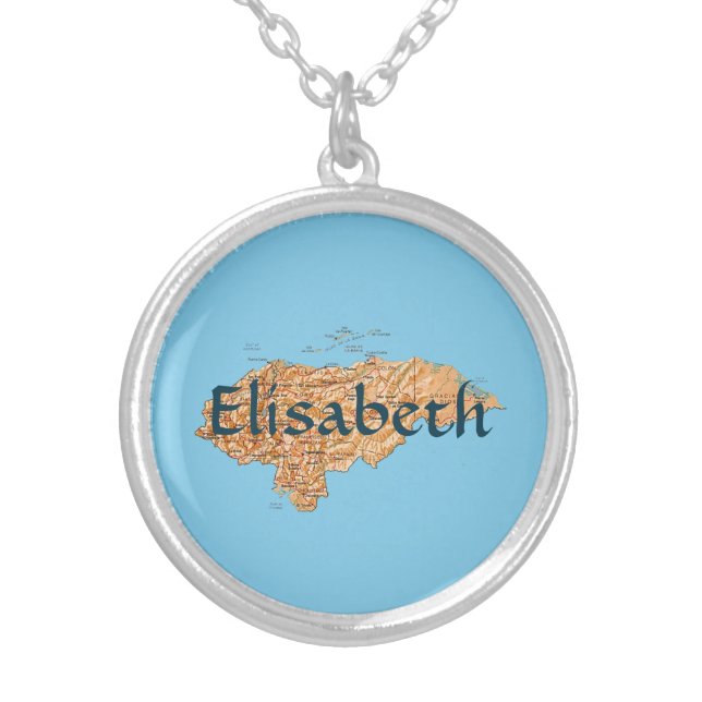 Honduras Map + Name Necklace (Front)