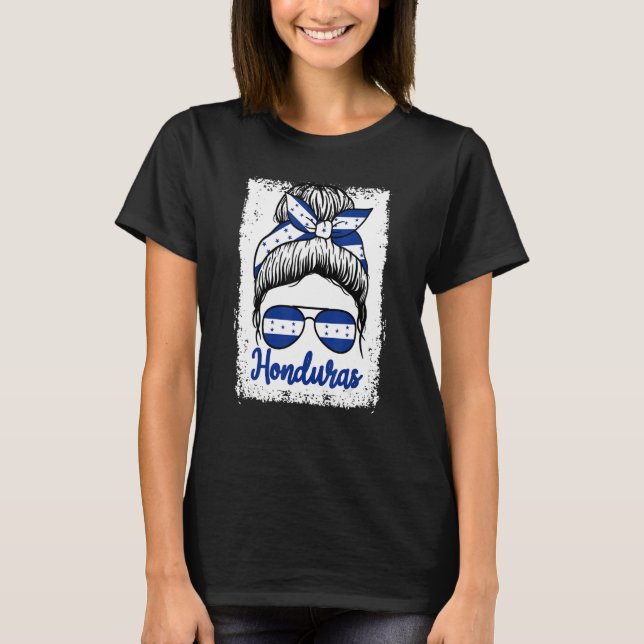 Honduras Messy Bun Girl Love Honduran Flag Women l T-Shirt (Front)