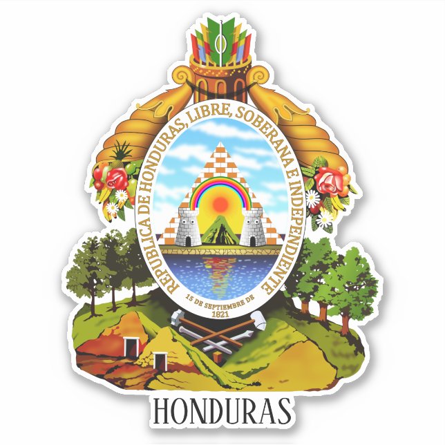 Honduras National Coat Of Arms Patriotic Sticker (Front)