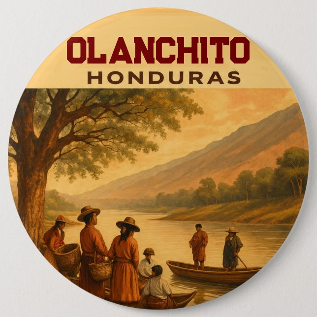  Honduras Olanchito Retro poster Button (Front)